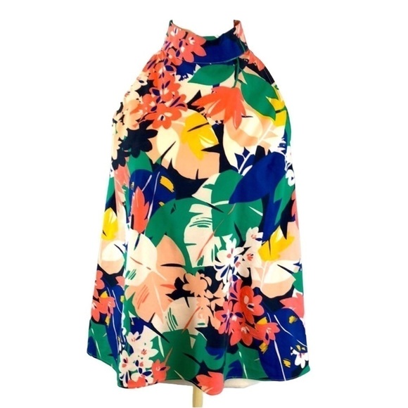 🌼 Clearance Loft Tropical Palm Print Sleeveless Top  Small - Picture 1 of 8